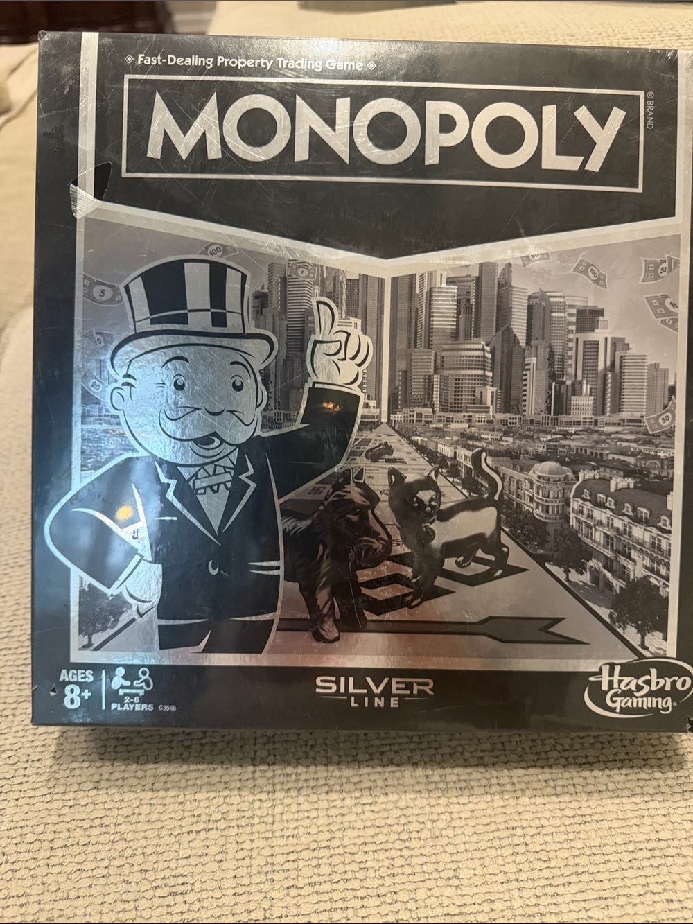Hasbro Monopoly Silver Line Board Game - Silver & Black🖤🩶